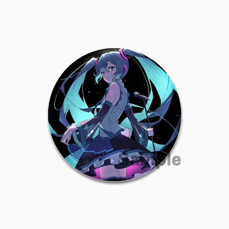 

32/44/58 мм Хацунэ Мику Брошь на рюкзаке Круглые броши ручной работы Милые булавки Аниме Значок Значки для одежды 32mm