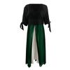 Women Plus Size 3/4 Sleeves V Neck Chiffon Panel Contrast Cocktail Semi Formal Play Dress