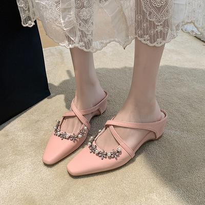 Französische Baotou Hausschuhe Damen Sommer Draußen Tragen Innen Erhöhen Slipper Mules