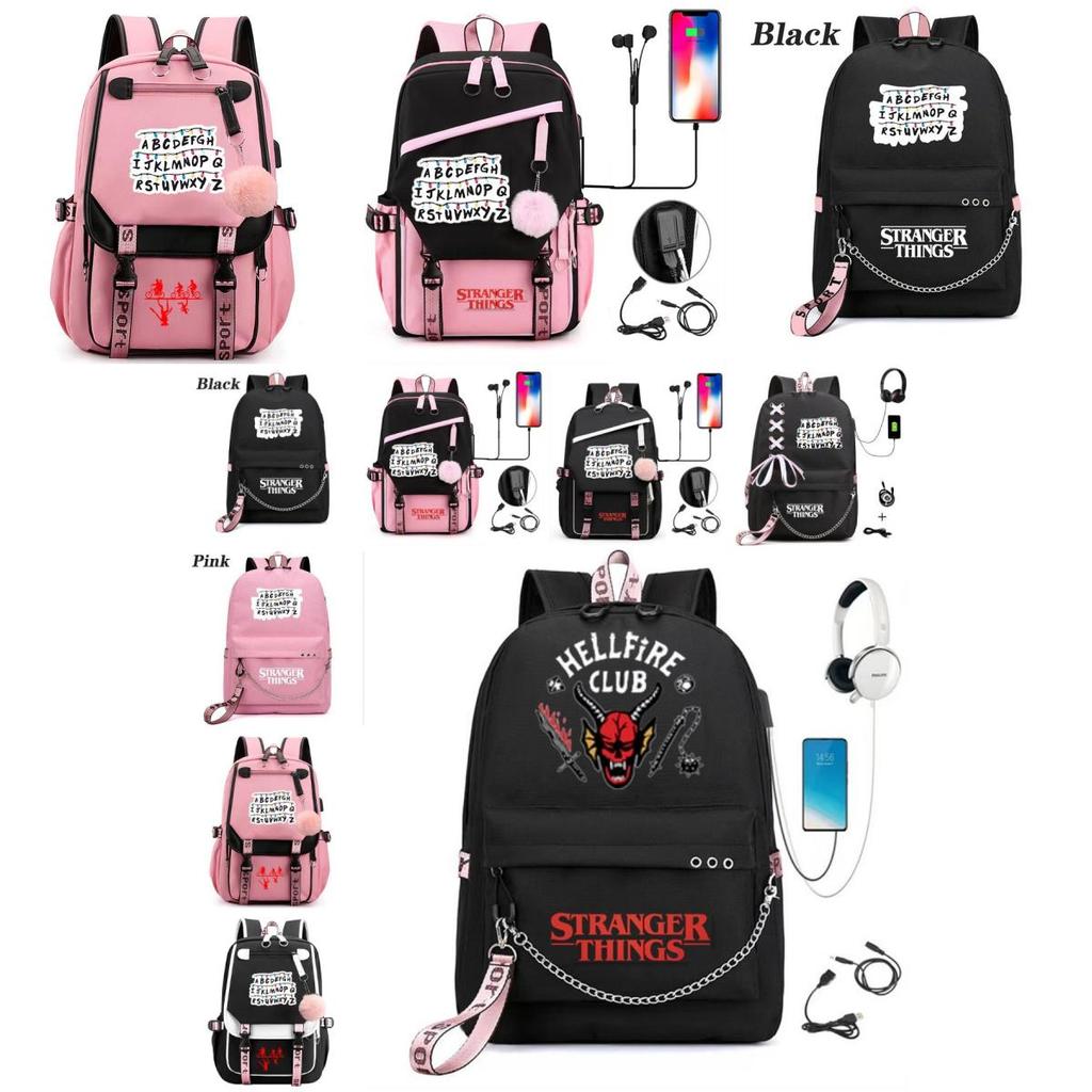 Mochila Grande de Temporada Stranger Things Recargable por USB para Niños