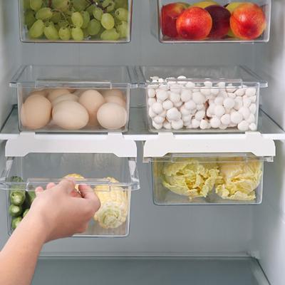 Ausziehbarer Kühlschrankschubladen-Organizer, Aufbewahrungsbox, große Kapazität, einfache Installation, transparenter Kühlschrank-Aufbewahrungsschubladenbehälter