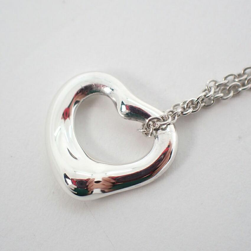 Pre-owned Tiffany & Co. Silver 925 Open Heart Pendant Necklace J79-3