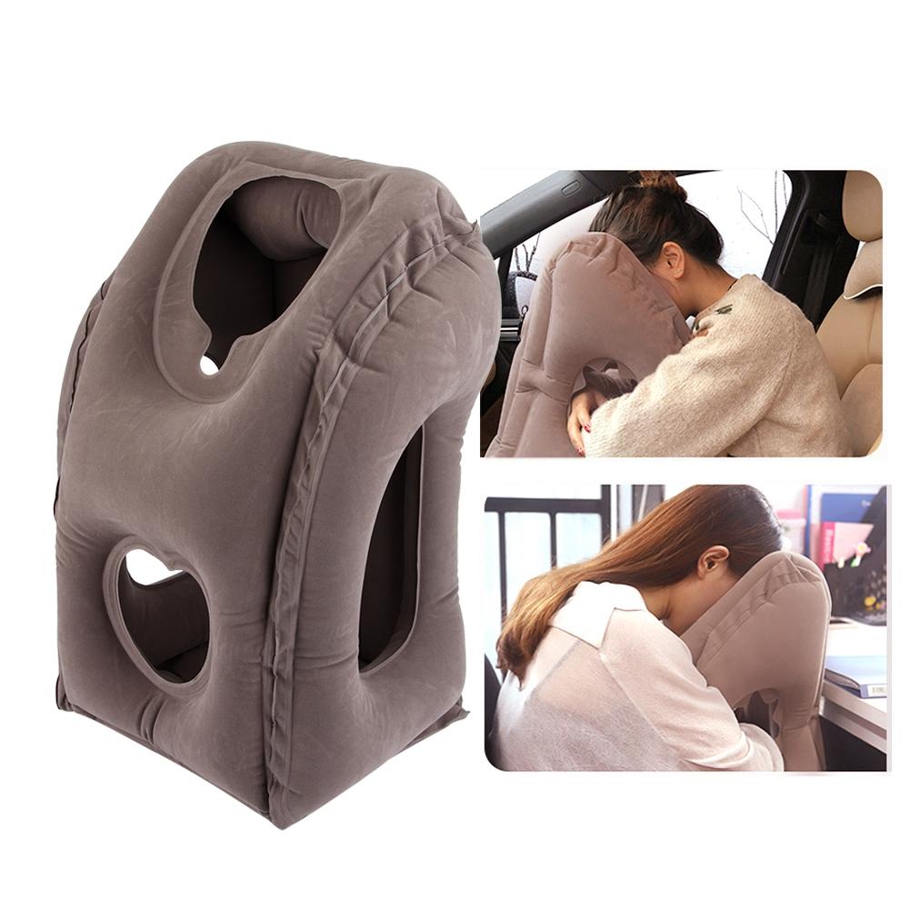 Portable Folding Inflatable Travel Pillow Home Airplane Sleeping Office Napping Rest PillowGray