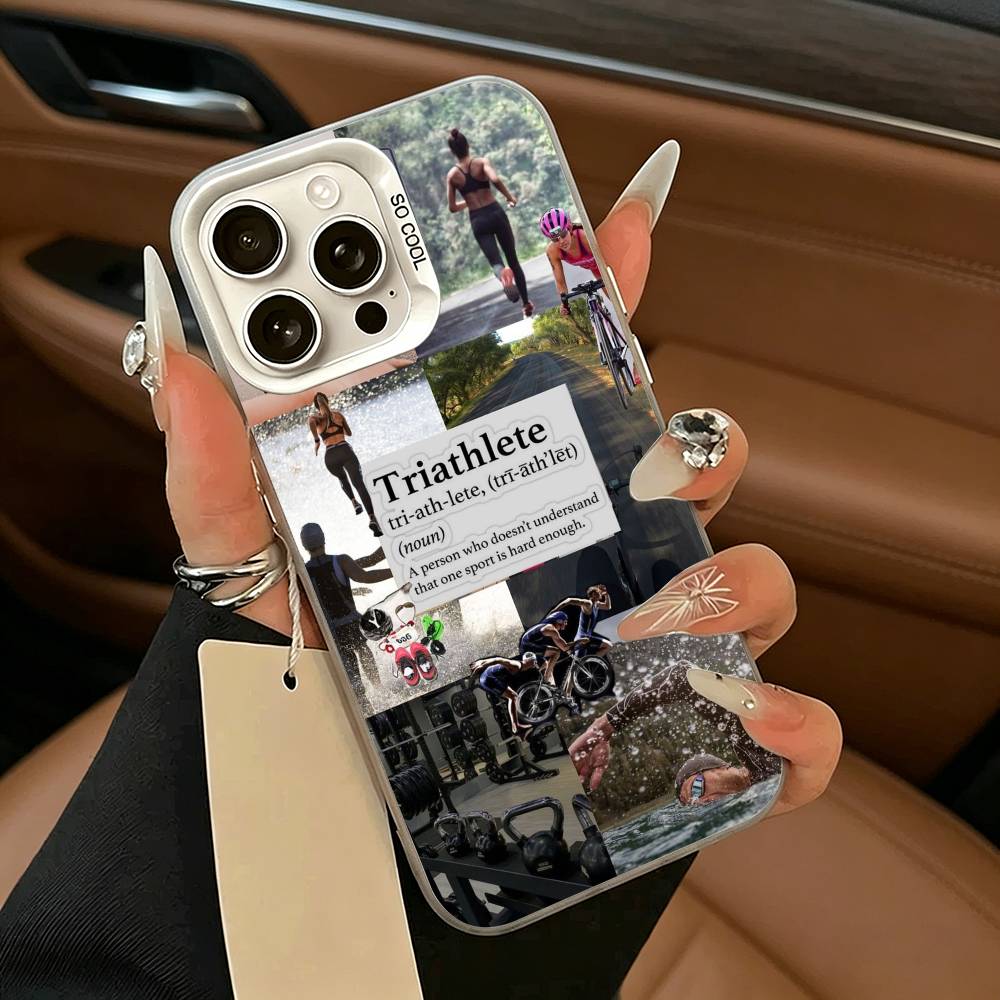 Triathlon Swim Bike Run -Tri Life Phone Case For iPhone 17,16,15,14,13,12,11 Plus,Pro Max,XS,white silver phone case iPhone15plus