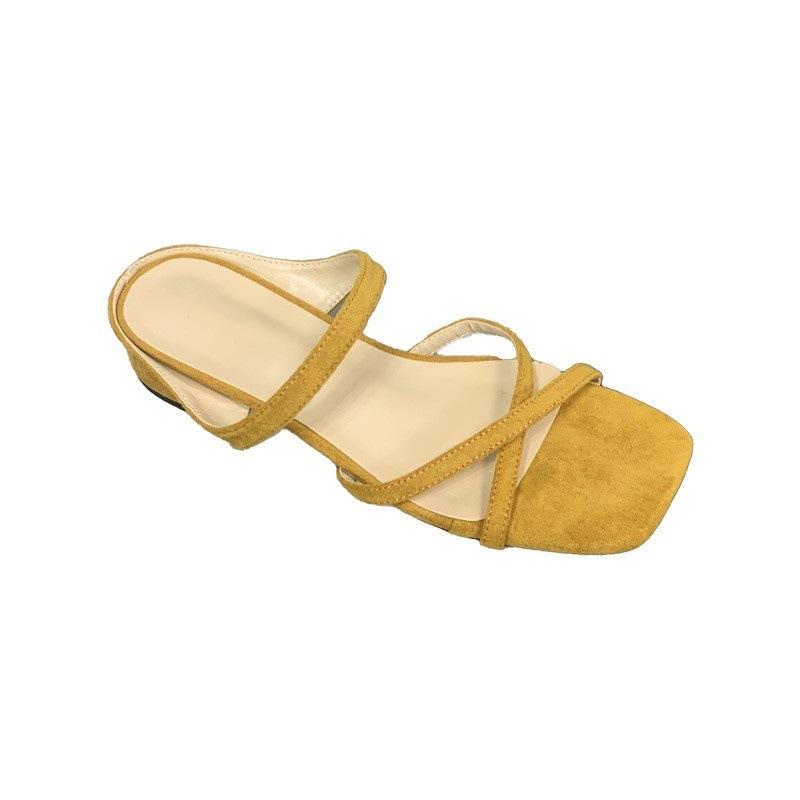 Crossed open-toed sandals for women in the summer of 2025, new thick heels, not tired feet, one-word low heels