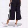Adidas Color Block Three Stripe Wide Leg Mid Rise Loose Fit Cropped Casual Pants Women Bottoms Black H45101