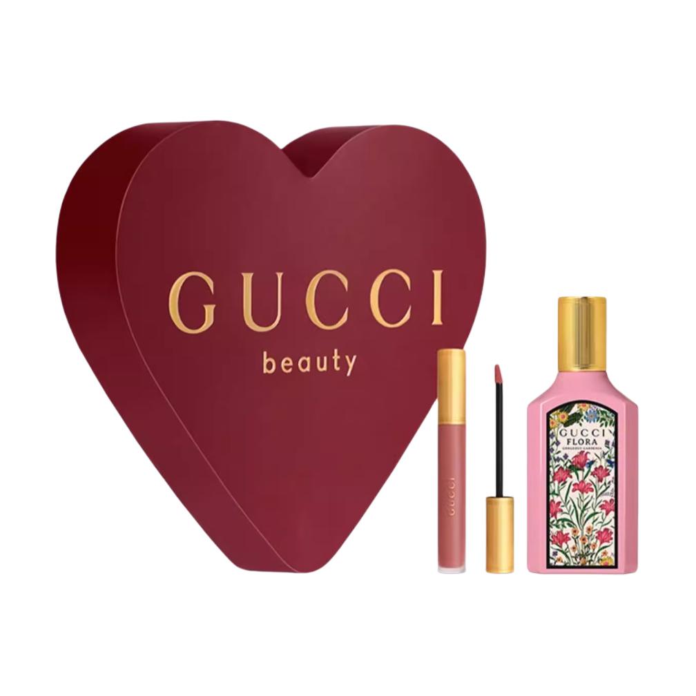 Gucci Rouge À Lèvres Liquide Mat Lipstick With Gucci Flora Gorgeous Gardenia Eau De Parfum Liquid Lipstick #217 6.5ml+Perfume 50ml