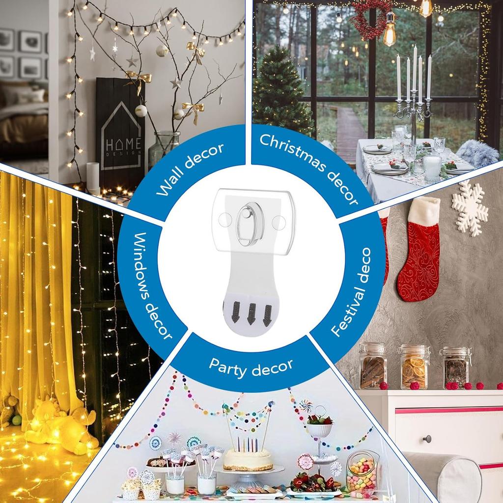 Ouligay 42PCS Mini Light Clips Clear Adhesive Light Hooks for Indoor String Lights Damage Free Acrylic Cable Clips for Wires on Wall Patio Porch