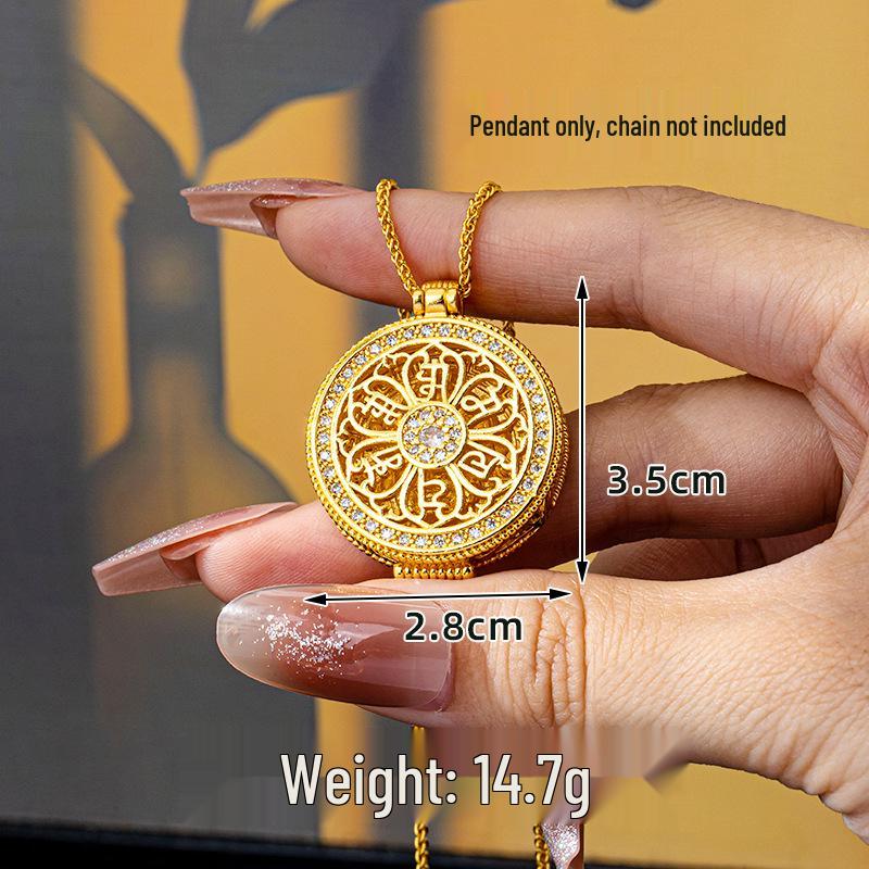 

Versatile Yellow God of Wealth Pendant with Diamond-Inlaid Compass on a Vietnamese Sand Gold Necklace - Women s Jewelry That Doesn’t Fade