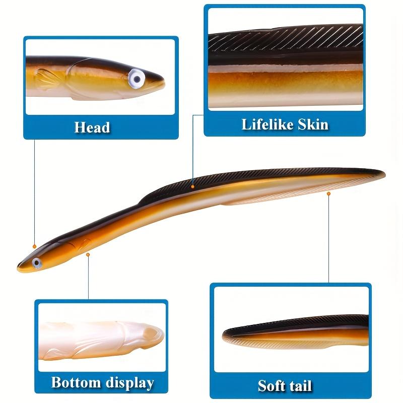 1pc 11.81inch Extra Long Electric Eel Soft Bait Eel Fake Bait Eel Loach Simulation Mimic Bait Lua Bait, Silicone, for Sea Fishing, Boat Fishing