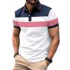 New Men's Fashion Casual Sports Lapel Short-sleeved T-shirt POLO Shirt Colour Blocking Tops