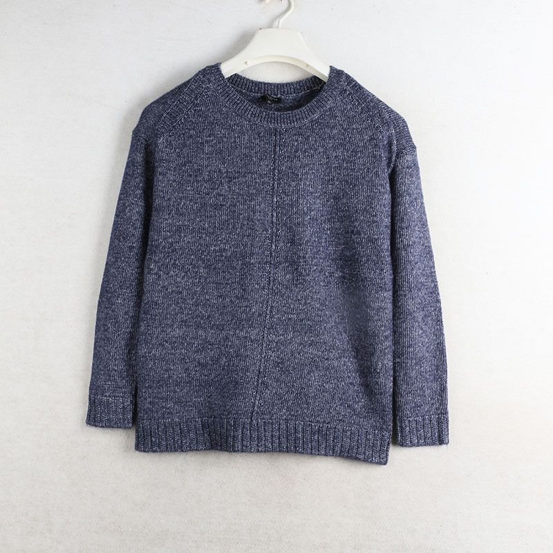 

Sunshine House Autumn and Winter New Arrival Export TBS round Neck plus Size Women s Sweater Nine-Quarter Sleeve Knitwear Tops Denim Blue 2X: Bust size 132