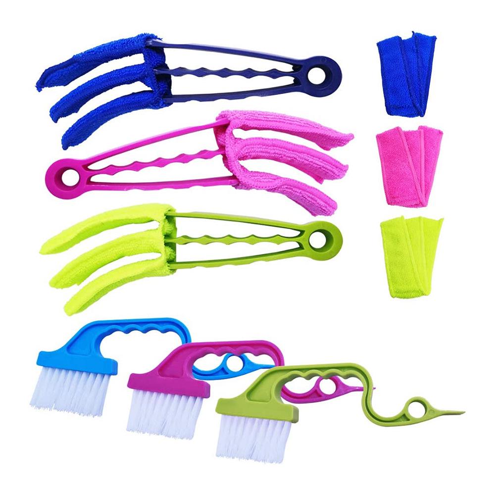 Removable Washable Dusting and Slit Cleaning Brush Set for Air Conditioner Vents, Blinds, and Windows