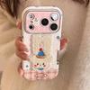 Korean Cartoon Embroidery Plush Animals Leather Texture Phone Case For iPhone 17 13 14 15 16 12 11 Pro Max Shockproof Soft Cover