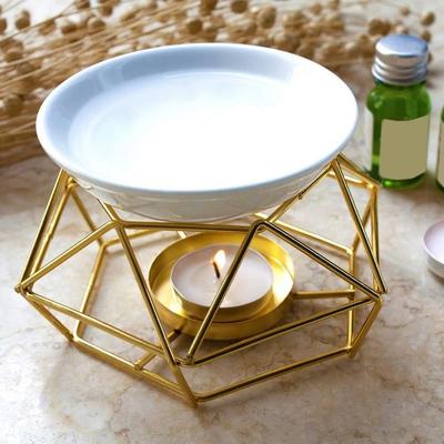 Goldener Kerzenhalter Rhombusform Kreativer Kerzen-Ätherisches-Öl-Brenner Romantischer Eleganter Aromatherapie-Ofen Tischdekorationen