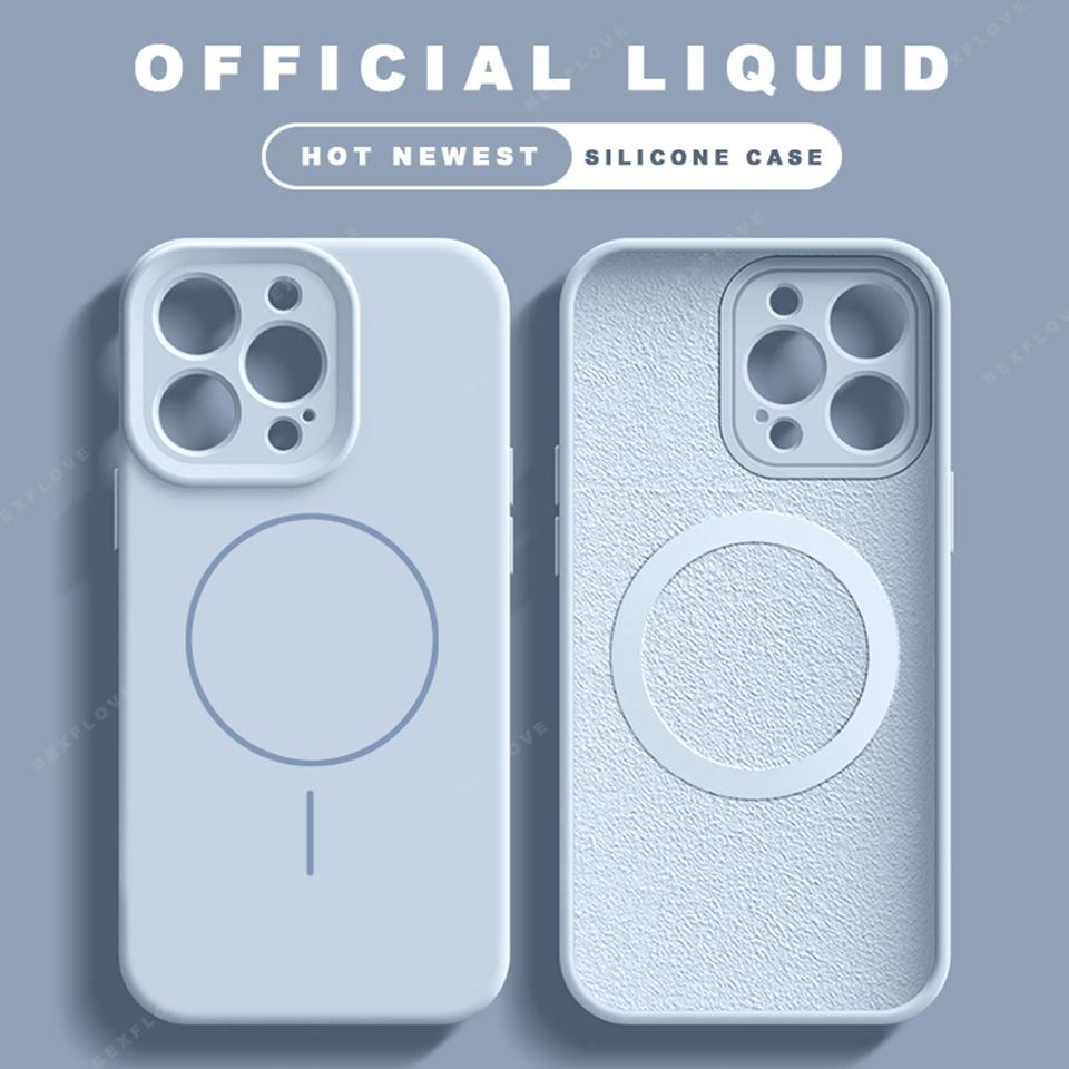 Official Magnetic Phone Case For For Iphone 1 14 16 Plus 12 13 16 Pro Max Liquid Silicone Lanyard Charge Protector Cover