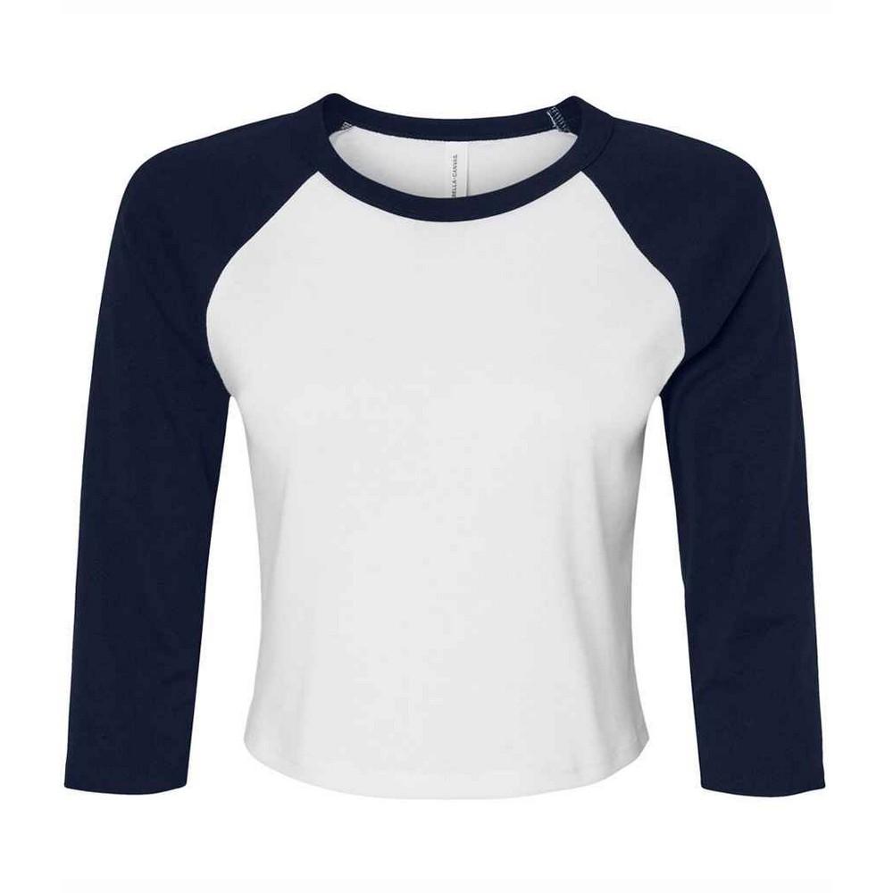 Bella + Canvas Dame/Damer Raglan 3/4 Erme Kort T-skjorte