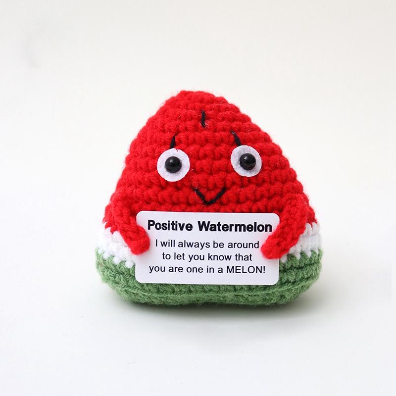 Handmade Crochet Emotional Ornament Positive Energy Fruit Animal Hook Woven Finished Product Car Decorations Encouragement Card