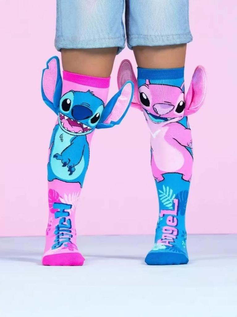 3D Cartoon Girl Knee-High Socks - Free Size for Kids
