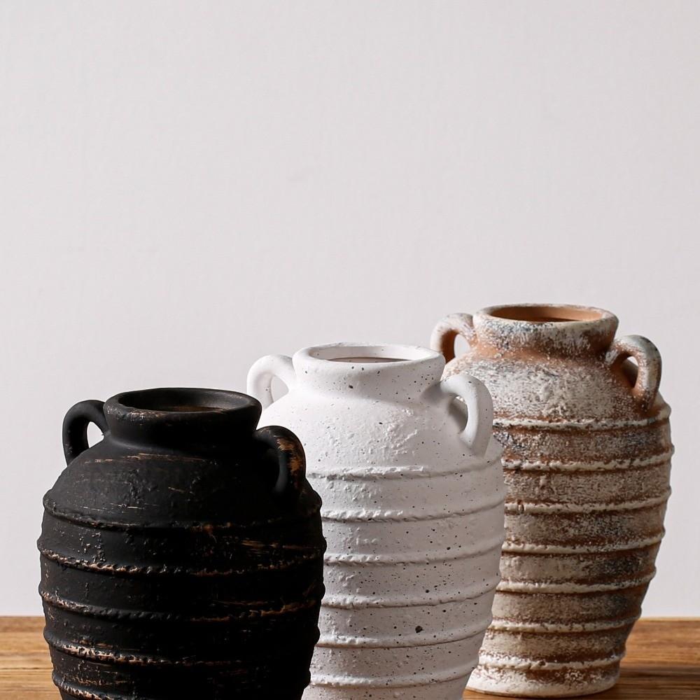 Rustikaler Stil Antike Keramikvase Moderne Handgefertigte Dekorations-Blumenvase Handgefertigte Künstlerische Hydroponik-Vase TV-Konsole