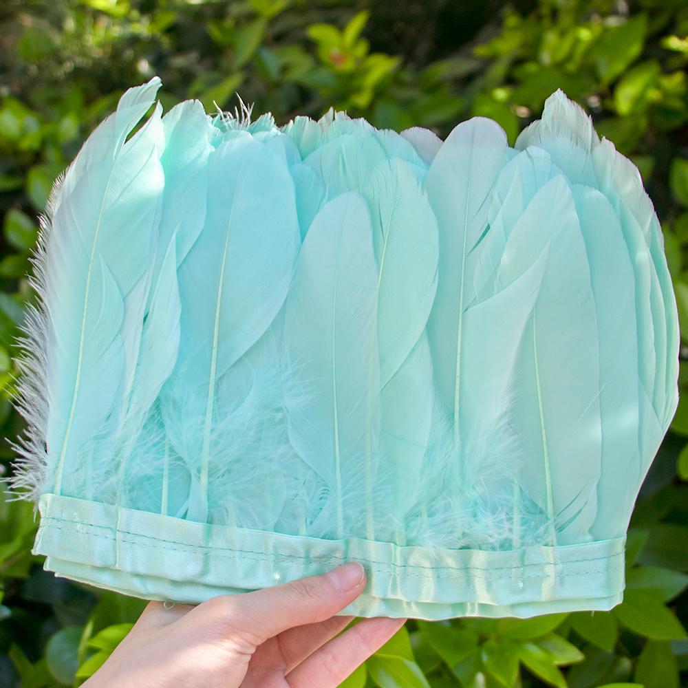 2 Meter Natural Dyed Goose Feather Trim Fringe Ribbon for Wedding Decor Costume Accessories DIY Crafts Gift Wrapping Supplies