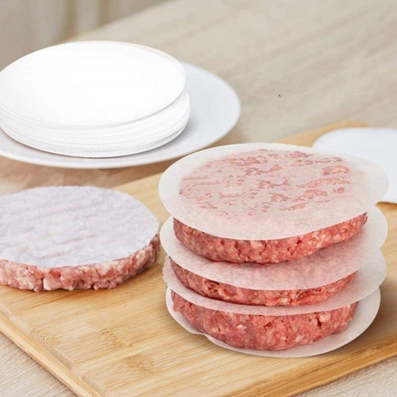 50/100pcs Round Hamburger Oil Blotting Paper Oven BBQ Grill Paper Absorbing Sheet Hamburger Patty Paper Kitchen Tools