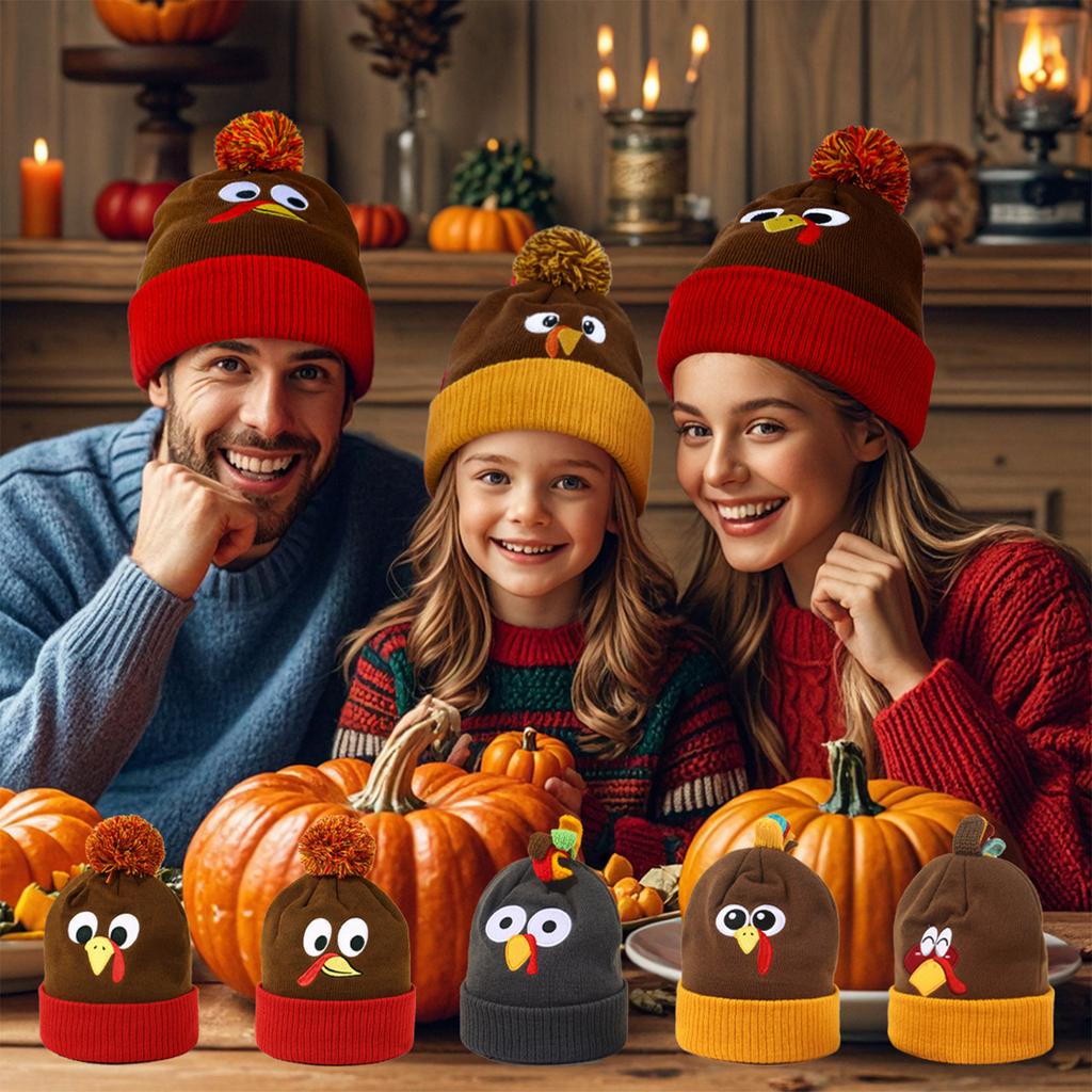 Thanksgiving Turkey Knit Hats for Costume Party and Holiday Fun Knit Caps Festive Turkey for Thanksgiving Celebration
