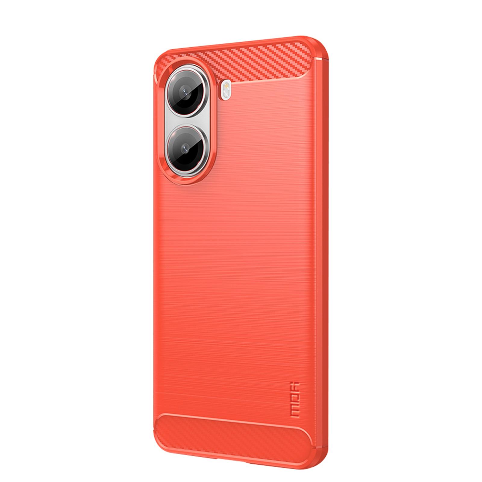 

For Xiaomi Redmi Turbo 4 5G Back Cover MOFI Brushed Texture Carbon Fiber Soft TPU Case Red
