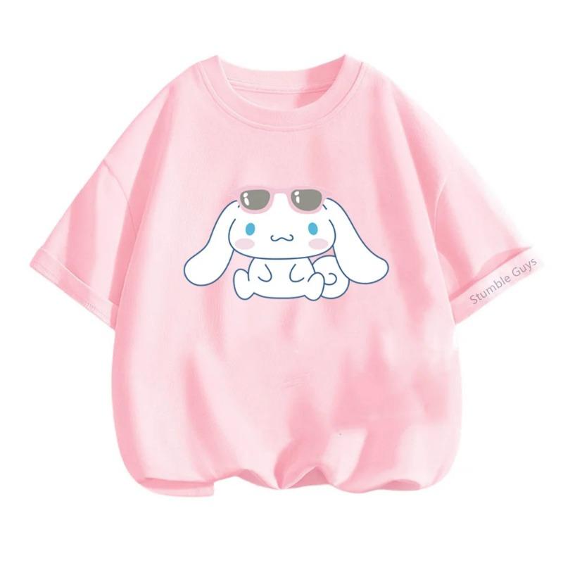 Cinnamoroll Cartoon Sanrio T-shirt Kids 3-14Y Boys Clothes Girls Summer Casual Tops Wear
