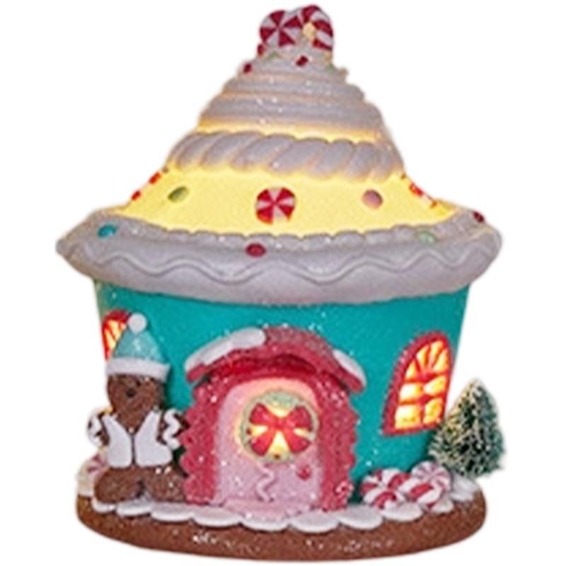 

Glowing Ceramic Simulation Christmas House Decoration With LED Lights Battery Powered Handmade Holiday Gift