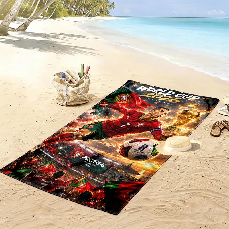 Asciugamano da Spiaggia Cristiano Ronaldo Adatto per Viaggi, Attività all'Aperto, Piscine, Yoga, Surf, Campeggio, Escursionismo, Palestra