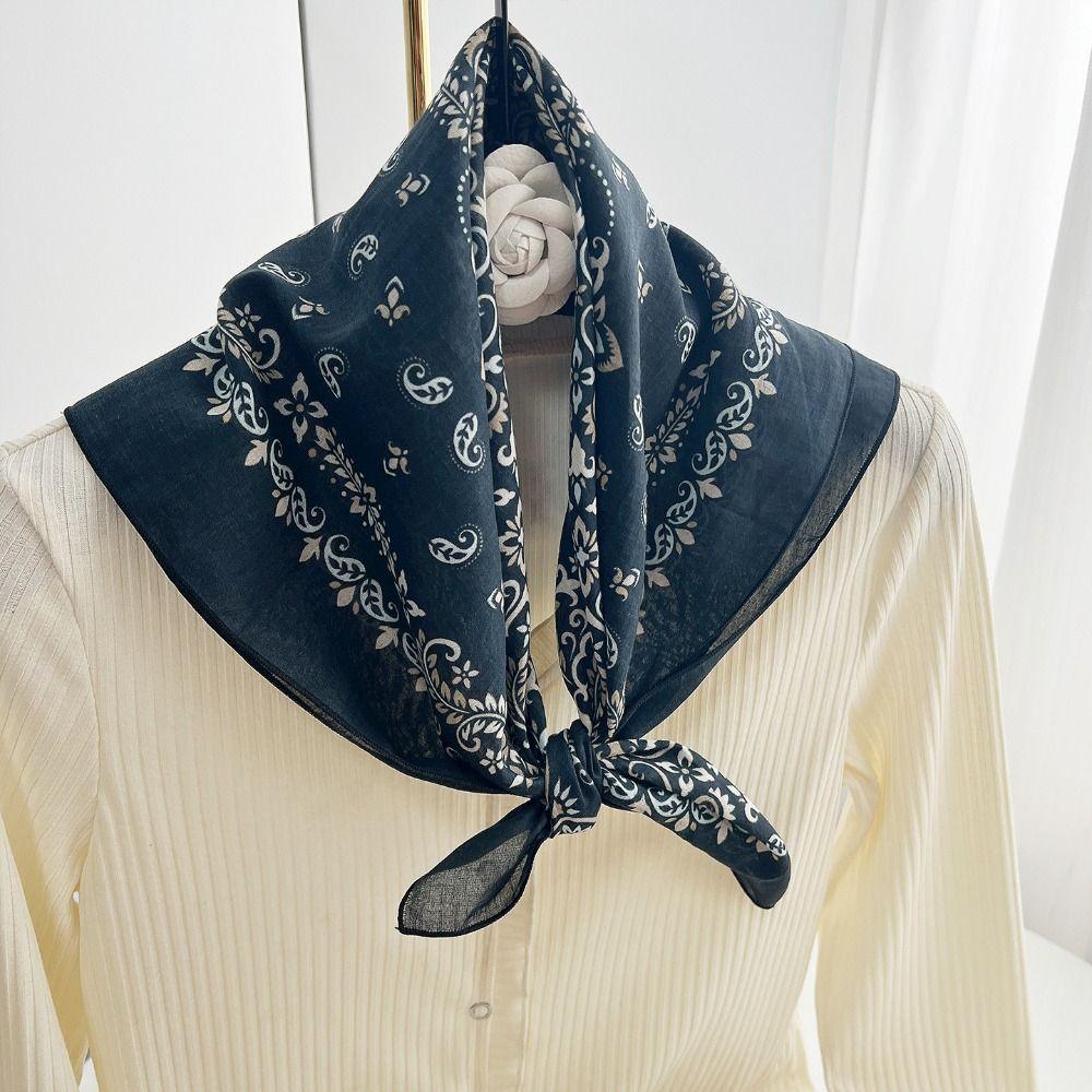 Breathable Cotton Square Scarf Korean Small Scarves All-match Square Handkerchief  Vacation