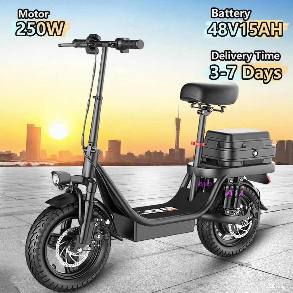 TOOFLY-GQ8 Foldable Electric Bicycle 250W Motor 48V15AH Lithium Battery Adult Electric Bike 14-inch Tire Urban Commuter E-bike