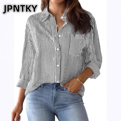 JPNTKY Women's Fashion Casual  Long Sleeve POLO Neck Blouses & Shirts