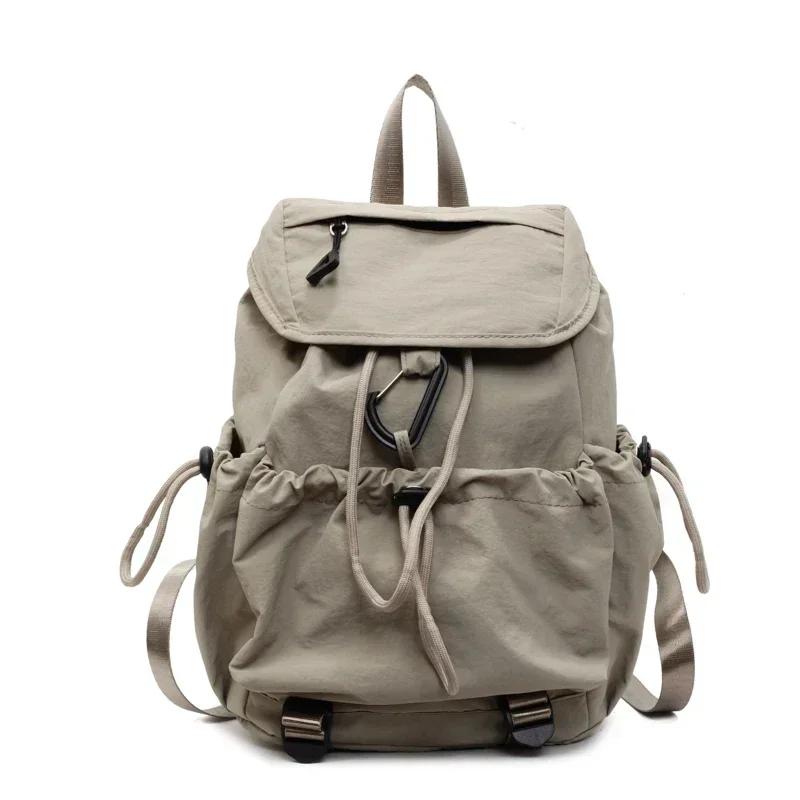 Nyl Solid Color Large Capacity Backpacks 2026 String Casual Bags for Women Summer Student Simple Women's Handbags