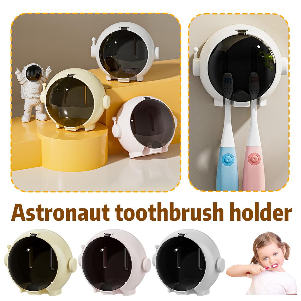 Cartoon Toothbrush Storage Rack Wall Mounted Astronaut Couple Toothbrush Electric Holder Toothbrush Storage Rack Organizer D8R8