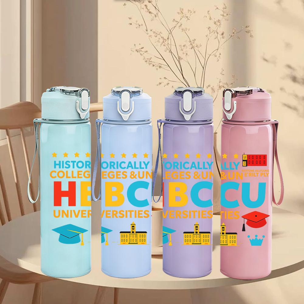 1PC HBCU Graduation Graphic,750ml Color Plastic Sports Water Bottle,Leakproof Flip Straw Lid,Suitable for Sports Office Home Use