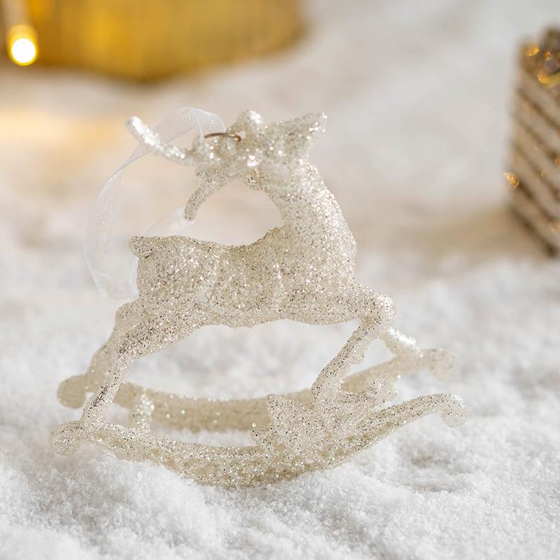 1Pcs Christmas Decoration Hanging Xmas Tree Pendants Glitter White Deer Ornaments Elk 2026 for Home Decor Kids Toy New Year Gift