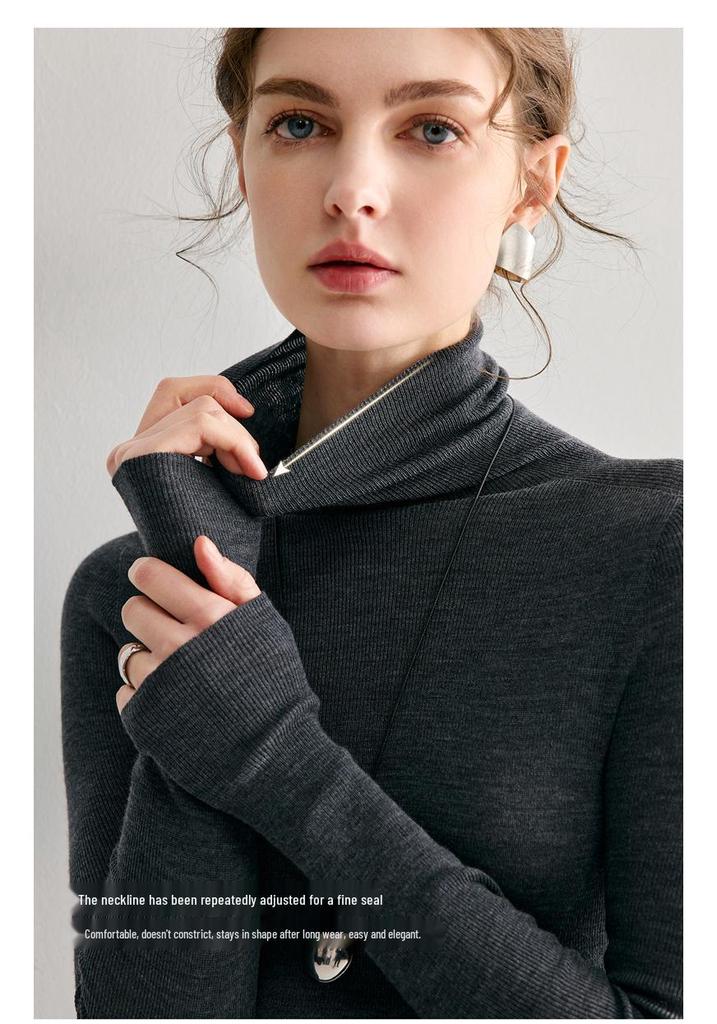 Spring 2026 Slim Fit Women's Elegant Layered Neck Wool Sweater