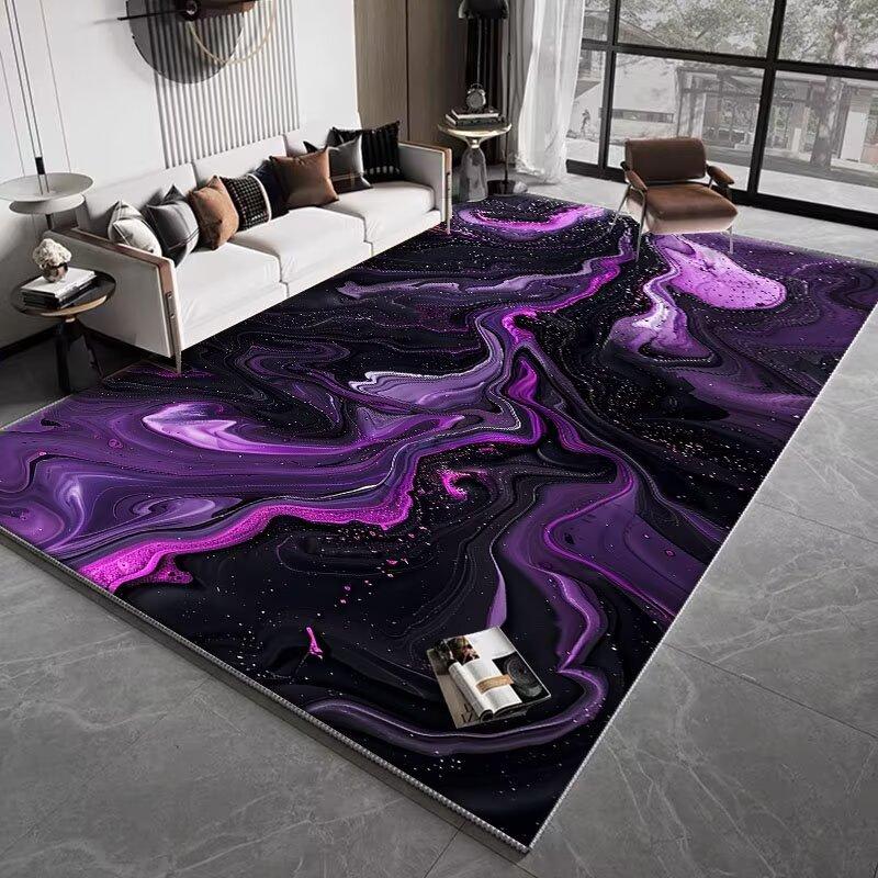 Modern Abstract Blackish Purple Living Room Decor Rug Light Luxury Big Size Gaming Room Carpet Soft Antiskid Tatami Mat Washable