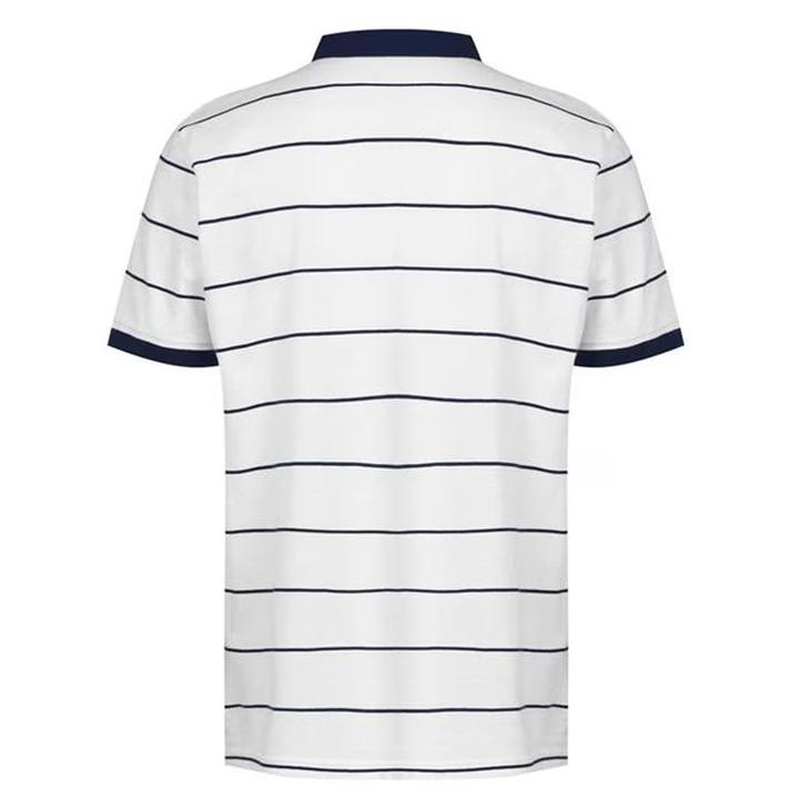 Lee Cooper Men's White Polo Shirt with Navy Stripes, Size XXL