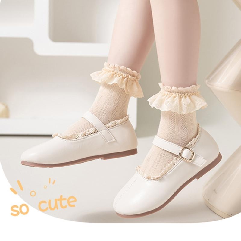 5 Paar weiche & atmungsaktive Baumwoll-Knöchelsocken für Kleinkinder, Wadenlange Socken-Set für Mädchen, mit stilvollem Rüschen-Design