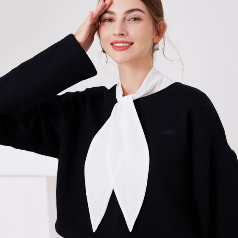 New Front Tie Fake Collar Shirt Women White Black Lace Collars Detachable For Women Blouse Lapel Shirt False Collar Woman