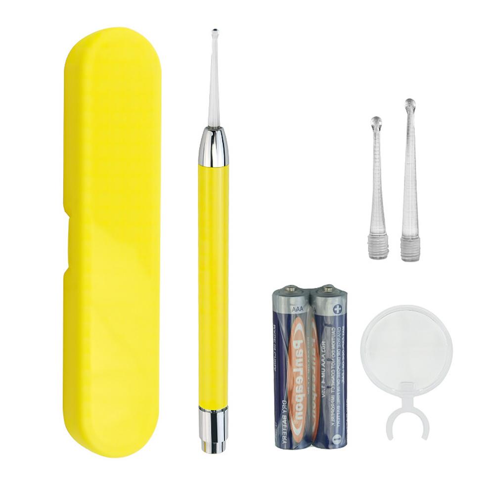 

Детская ложка для чистки ушей, копалка для ушей и пинцет, светодиодный фонарик, визуальная детская ухочистка, визуальная детская ухочистка, набор для чистки ушей 4PCS жёлтый