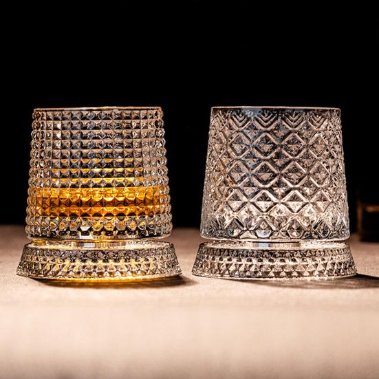 Ποτήρι Κρασιού 360 Μοιρών Περιστρεφόμενο 280ml Περιστρεφόμενο Ποτήρι Ουίσκι με Βάση Χωρίς Μόλυβδο Ποτήρι για Ανακούφιση από το Στρες Και Έγχυση Αρωμάτων Μοναδικό Δώρο για Γενέθλια