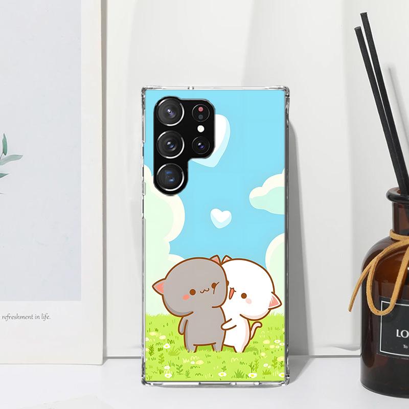 Cute Peach Goma Cat Phone Case For Samsung Galaxy S26 S25 Edge S24 FE S23 S22 Ultra S21 Plus S20 + Art Fundas Back Cover Galaxy
