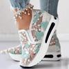 Women's Shoes Floral Embroidery Mesh Sneakers for Women Slip In Casual Comfortable High Heel Shoes Woman
