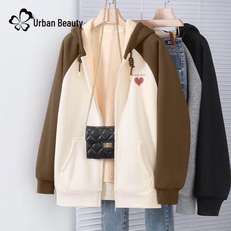 Women's Winter Plush Fleece-Lined Hooded Zip-Up Cardigan