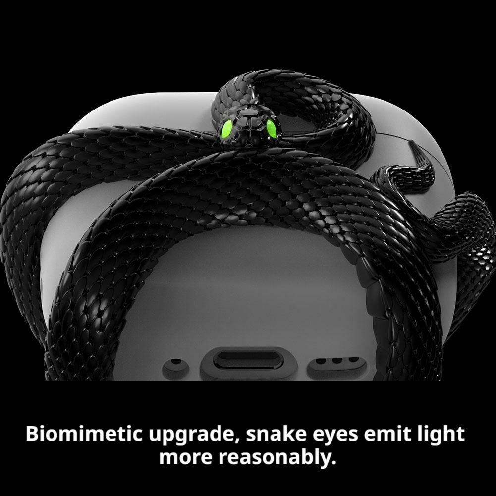 For AirPods Pro 3 Earphone Protective Case Snake-shaped Protective Headphone Shell Anti-drop Scratch-resistant Hollow Resin Case