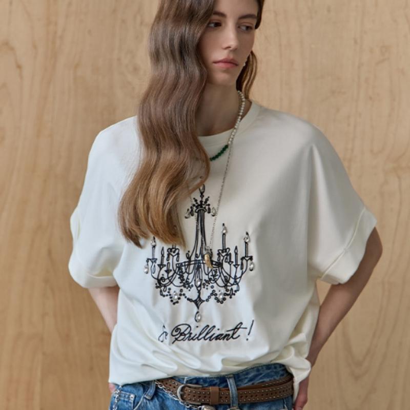 Maxza Cubic Chandelier Embroidery Loose FiT T shirT ze06qT008na